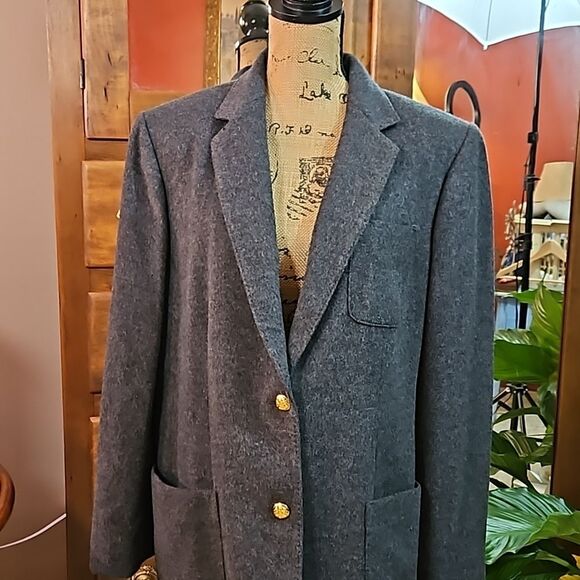 Lauren Ralph Lauren Gray Wool/Cashmere blend long jacket size 14W - Picture 3 of 14